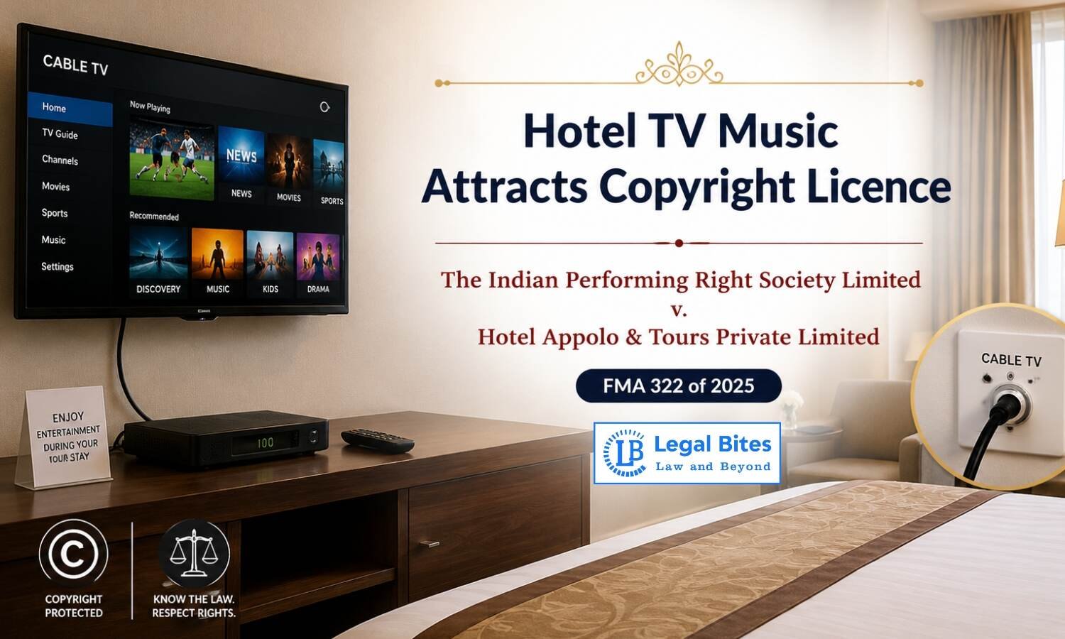 Copyright Licence Mandatory for Music Played Through TVs in Hotel Rooms